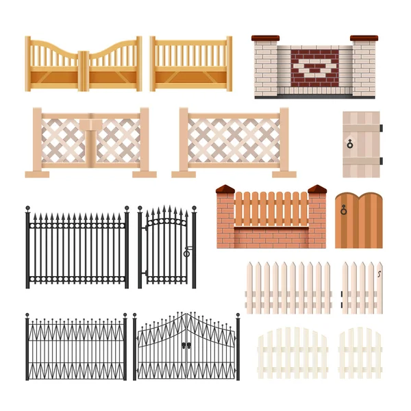Set of fences - modern vector realistic isolated clip art — Stock Vector