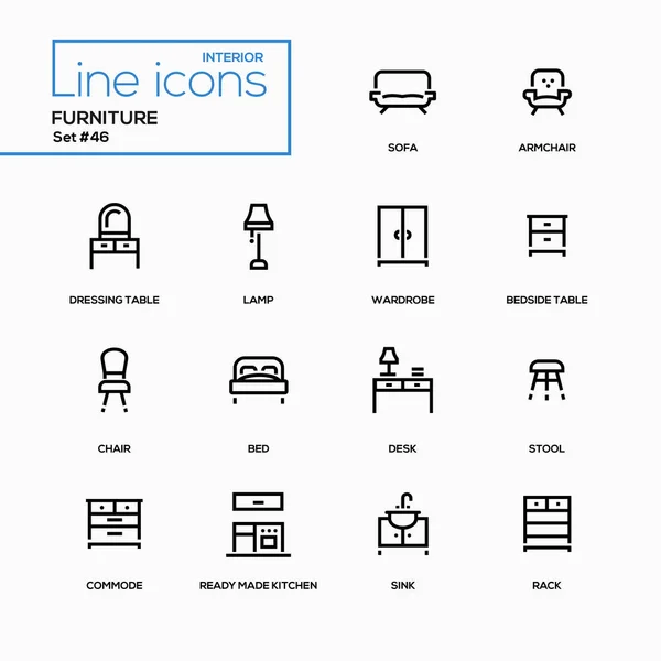 Mobili - set icone del design della linea — Vettoriale Stock