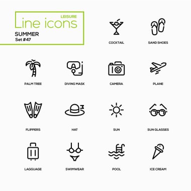Yaz kavramı - satırı tasarım Icons set