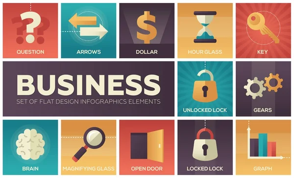 Negócios - conjunto de elementos de infográficos de design plano —  Vetores de Stock
