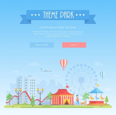 Tema parkı - modern düz tasarım stil vektör çizim