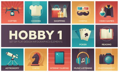 Hobi - düz tasarım infographics unsurları ayarla