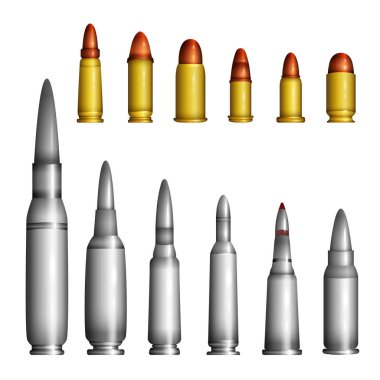 Mermi kovanları - izole modern vektör gerçekçi nesneleri