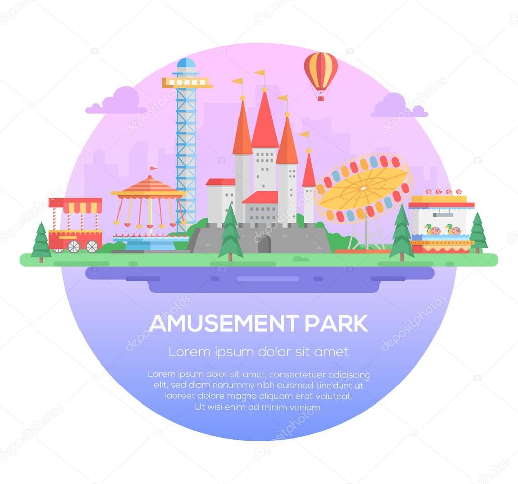 Amusement park - modern vector illustration