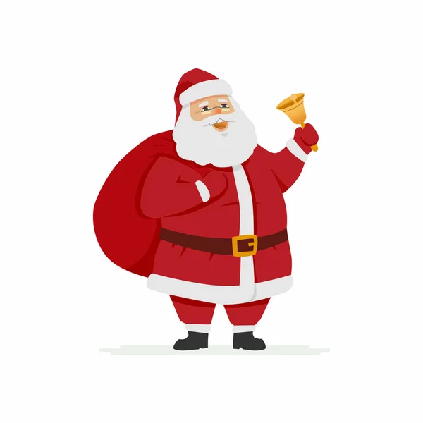 Joyeux Père Noël sonnant une cloche illustration de personnage de bande dessinée — Image vectorielle