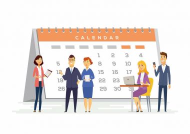 Zaman yönetimi bir şirkette - modern çizgi film insanların karakterleri illüstrasyon