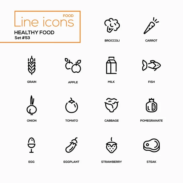 Gesunde ernährung - line design icons set. — Stockvektor