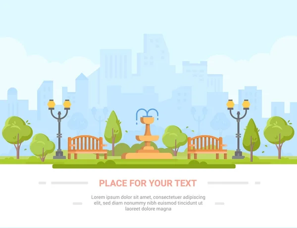 Parque de la ciudad - ilustración vectorial moderna con lugar para texto — Vector de stock