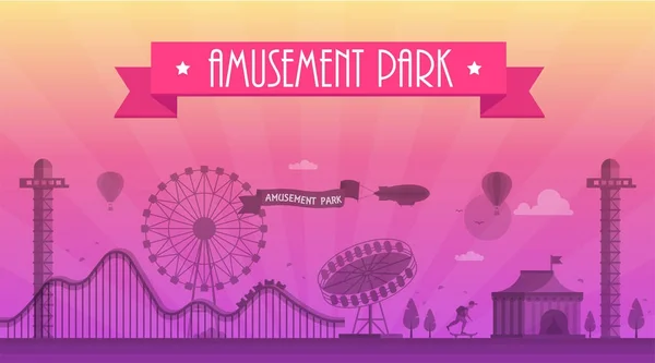 Amusement park - modern vector illustration — Stock Vector