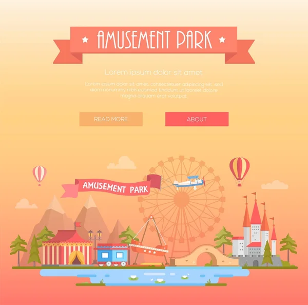 Amusement park - modern vector illustration — Stock Vector