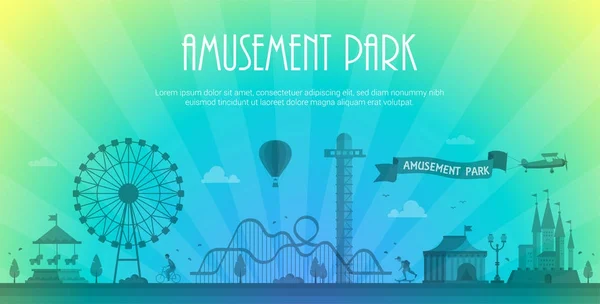 Amusement park - modern vector illustration with place for text — Stock Vector