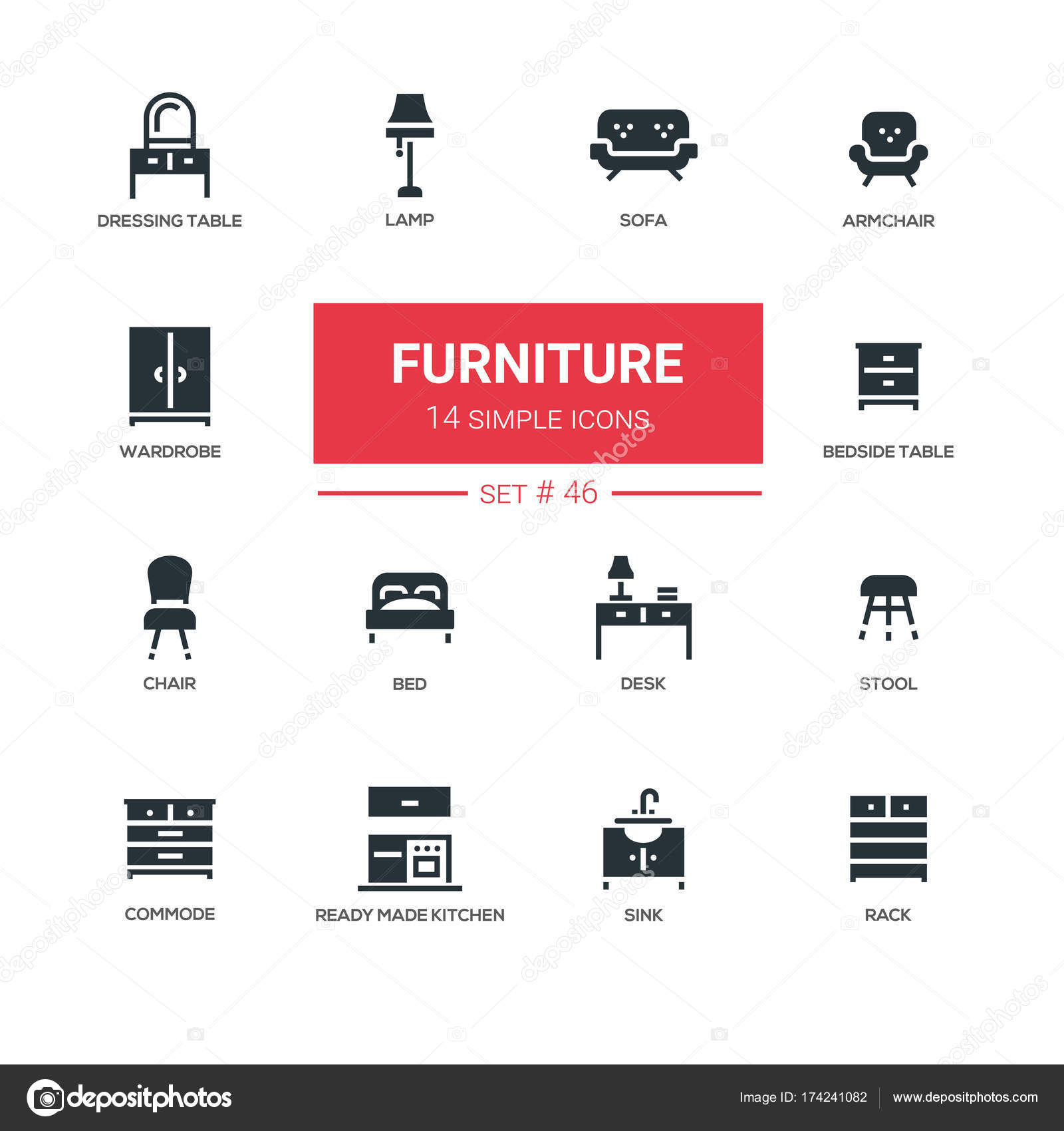 Furniture line design icons set Stock Vector Image by ©Boyko.Pictures