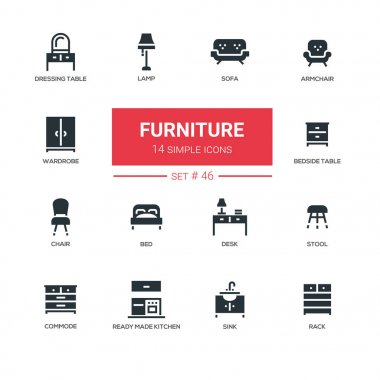 Mobilya - satırı tasarım Icons set