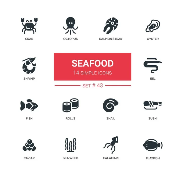 Concept Seafood - ensemble d'icônes de conception de ligne — Image vectorielle