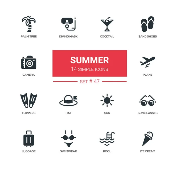 여름 컨셉-라인 디자인 아이콘 세트 — 스톡 벡터