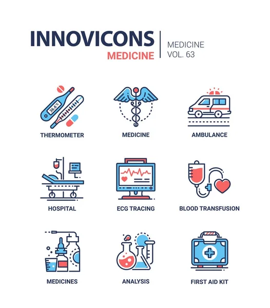 Medicína - line design ikony nastavit — Stockový vektor