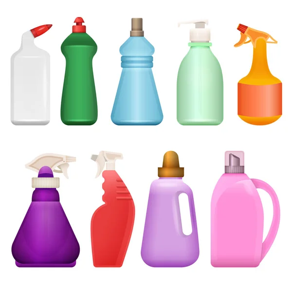 Household chemical goods - modern vector realistic isolated set of objects — Stock Vector