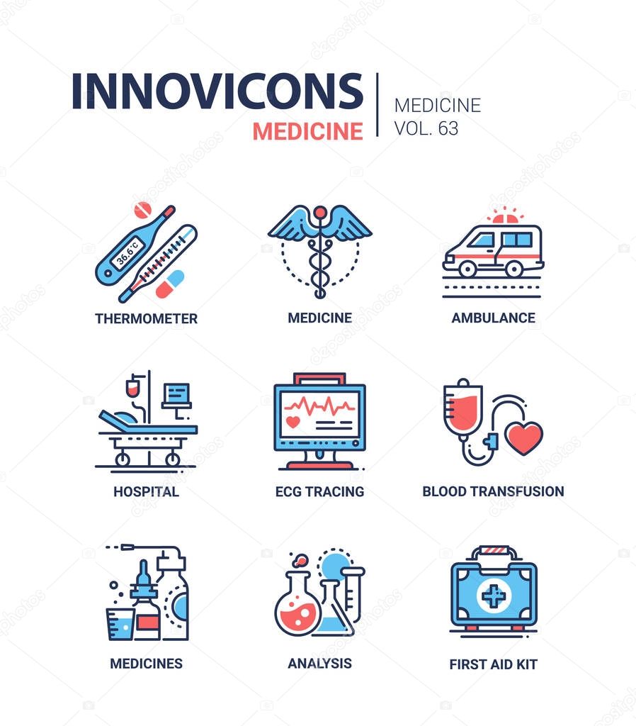 Medicine - line design icons set
