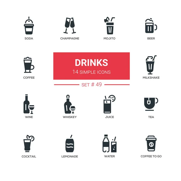 食品主题、 酒精和软性饮料-线设计图标设置. — 图库矢量图片