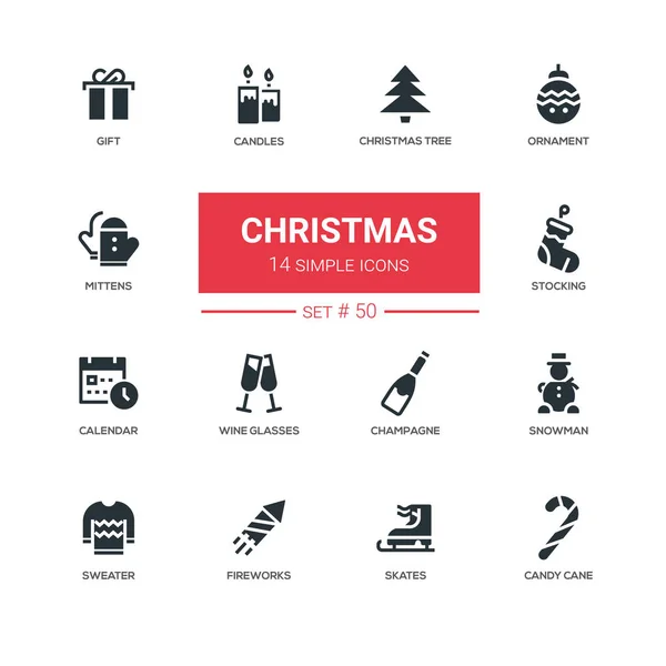 Vakantie thema, Christmas - lijn ontwerpset pictogrammen — Stockvector