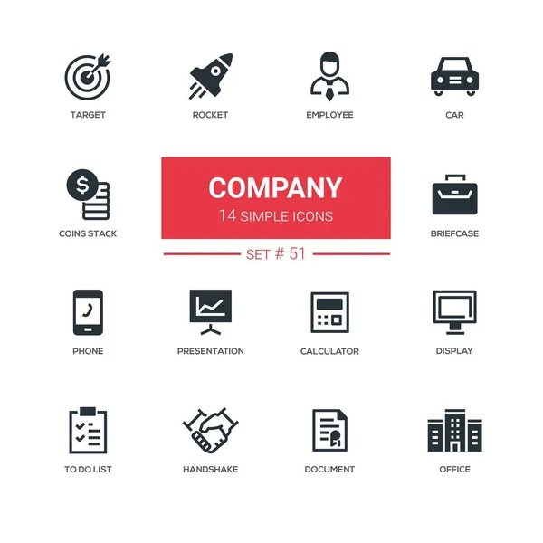 Conceito de negócio, empresa - conjunto de ícones de design de linha — Vetor de Stock