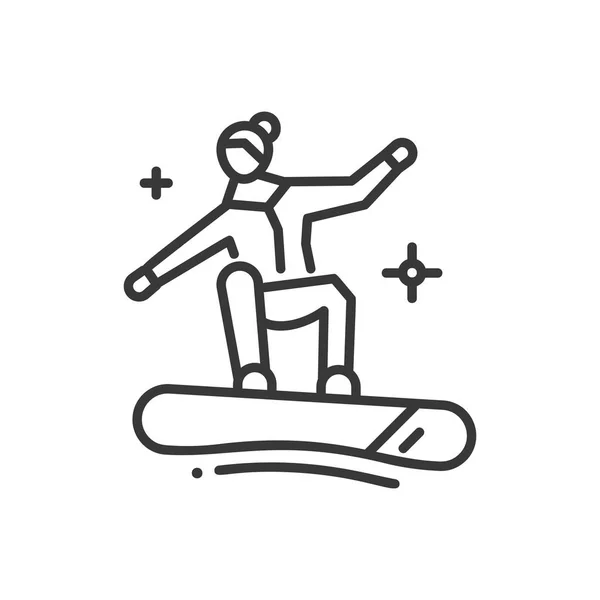 Snowboarding - linie jedné izolované ikona — Stockový vektor