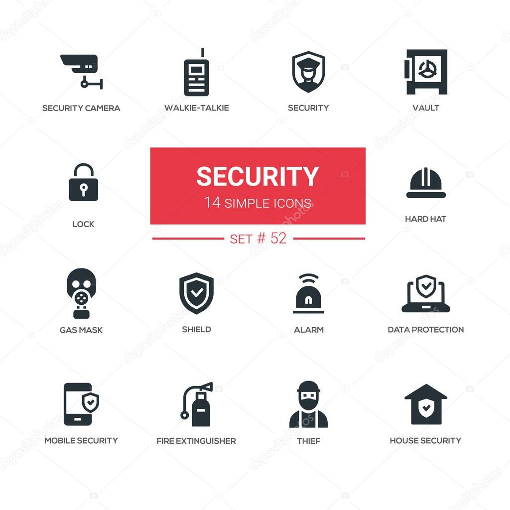 Business concept, security - line design icons set
