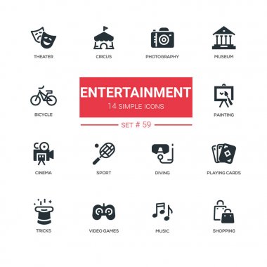 Eğlence - satırı tasarım Icons set