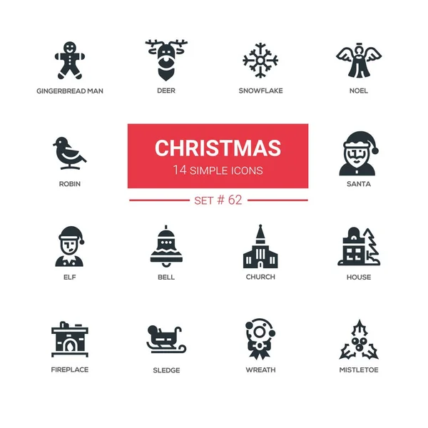 Sezon wakacyjny, Christmas - zestaw ikon projektu linii — Wektor stockowy