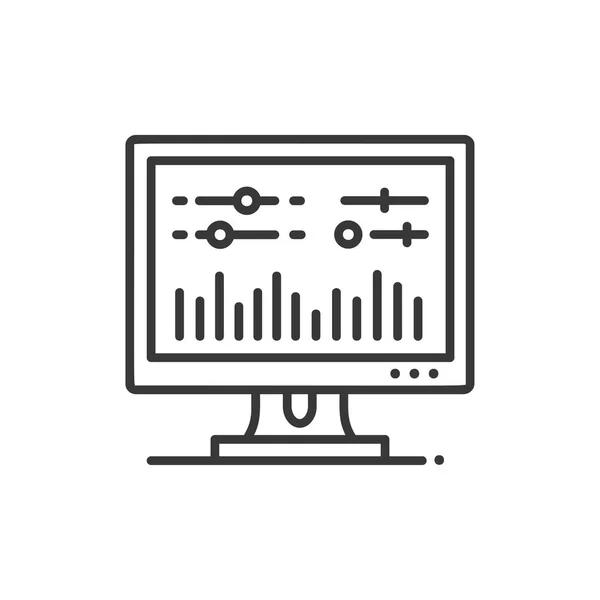 Mischen im Tonstudio - Liniendesign einzelnes isoliertes Symbol — Stockvektor