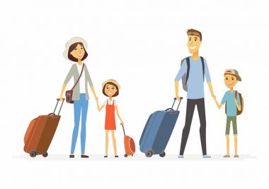 Aile tatil - çizgi film insanların karakterleri illüstrasyon izole.