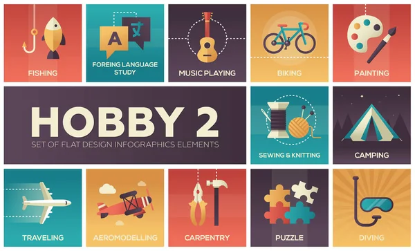 Hobby - ensemble d'éléments d'infographie design plat — Image vectorielle