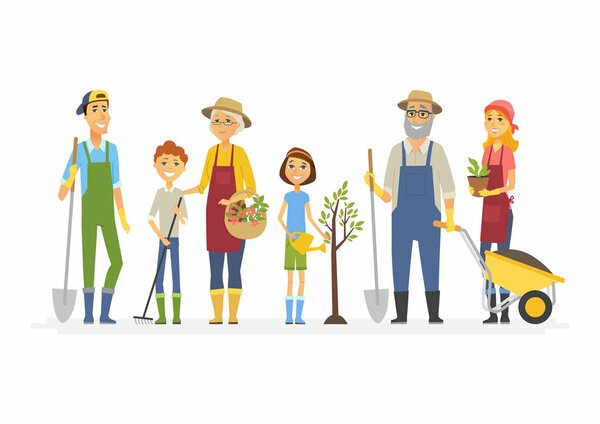 Добровольная субботняя работа - персонажи мультфильмов изолированные иллюстрации
