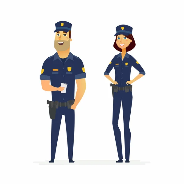 Αξιωματικοί της αστυνομίας στο καθήκον - καρτούν εικονογράφηση χαρακτήρων άτομα — Διανυσματικό Αρχείο