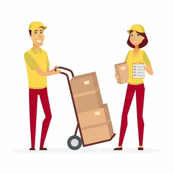 Delivery service workers - cartoon people characters illustration