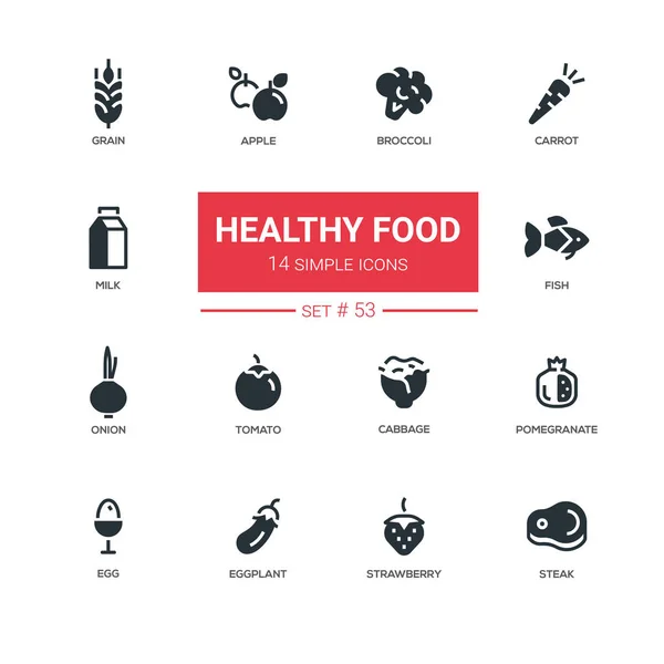 Alimentación saludable - conjunto de iconos de diseño de línea . — Archivo Imágenes Vectoriales