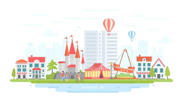 Amusement park - modern flat design style vector illustration — Stock Vector