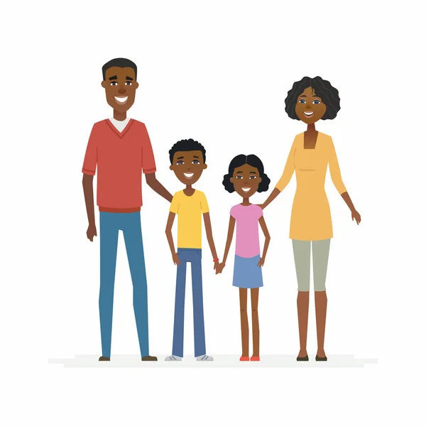 Família africana feliz personagens de pessoas de desenhos animados ilustração isolada —  Vetores de Stock