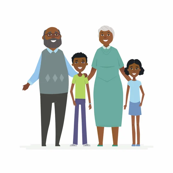 Ευτυχείς παππούδες Αφρικής - χαρακτήρες κινουμένων σχεδίων άτομα απομονώνονται εικονογράφηση — Διανυσματικό Αρχείο