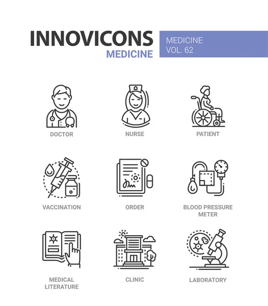 Medicina - conjunto de ícones de design de linha —  Vetores de Stock