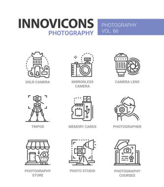 Fotoğrafçılık - satırı tasarım Icons set