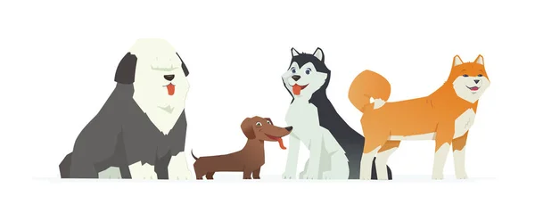 Cães bonitos - ilustração de personagens de desenhos animados vetoriais modernos — Vetor de Stock