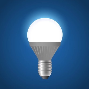 Parlayan Led ampul - modern vektör gerçekçi izole çizim