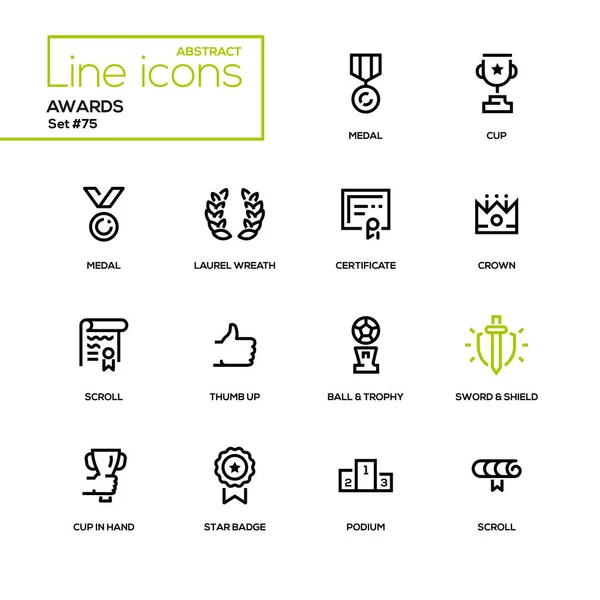 Prêmios - conjunto de ícones de design de linha —  Vetores de Stock