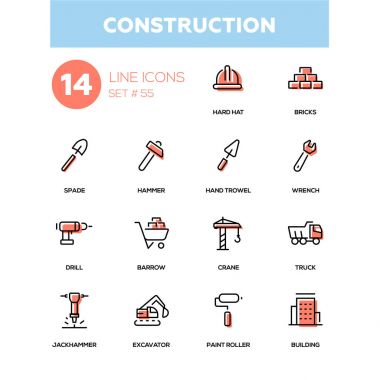 Endüstriyel kavramı, inşaat - satırı tasarım Icons set