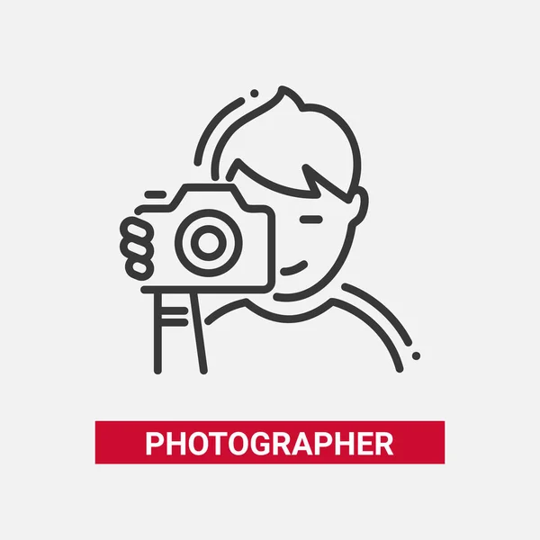 Fotógrafo - diseño de línea único icono aislado — Vector de stock