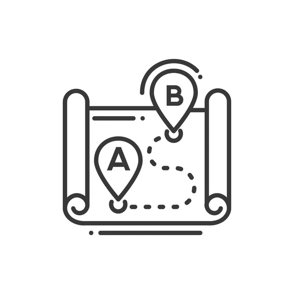 Route - lijn ontwerp één geïsoleerde pictogram — Stockvector