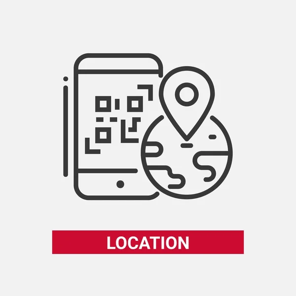 Localização QR code - design de linha único ícone isolado — Vetor de Stock