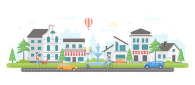 Şehir hayatı - modern düz tasarım stil vektör çizim