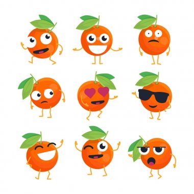 Portakal - izole vektör çizgi emoticons
